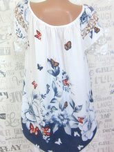 Load image into Gallery viewer, Short sleeves in lace lace with butterfly print