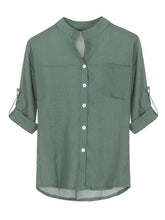 Load image into Gallery viewer, Camisa holgada holgada de algodón y lino para mujer