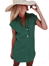Load image into Gallery viewer, Women's Cotton Linen Patch Pocket Raglan Short Sleeve Shirt