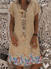 Load image into Gallery viewer, Vestido feminino de manga curta com decote em V