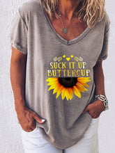 Load image into Gallery viewer, Suck it up Buttercup Letter Girasol Estampado de manga corta T Blood