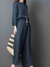 Load image into Gallery viewer, Long plain linen jumpsuit