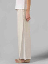 Load image into Gallery viewer, Casual cotton and linen trousers Wide leg trousers