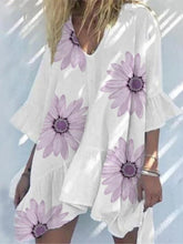 Load image into Gallery viewer, Vestido de volantes con estampado de margaritas para mujer
