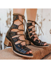 Load image into Gallery viewer, Women's Retro Summer Thick Heel Strap Sandals