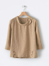Load image into Gallery viewer, Women's cotton and linen button-down shirt
