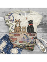 Load image into Gallery viewer, Camiseta con estampado de gato lindo para mujer