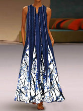 Load image into Gallery viewer, Vestido sin mangas con bolsillo de gasa estampado vintage para mujer