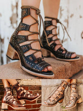 Load image into Gallery viewer, Women's Retro Summer Thick Heel Strap Sandals