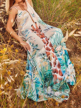 Load image into Gallery viewer, Vestido largo sin mangas con estampado de jirafa y jungla