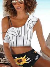 Load image into Gallery viewer, Women's swimsuit with floral sun stripe print