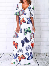 Load image into Gallery viewer, Butterfly Print Short Sleeve Casual Dress