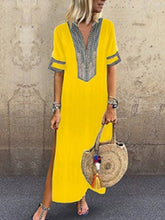 Load image into Gallery viewer, Vestido casual casual con cuello en V para mujer en estilo étnico