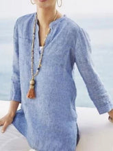 Load image into Gallery viewer, Camisa de lino con bolsillo cómodo para mujer