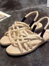 Load image into Gallery viewer, Women's Retro Linen Hand Woven Linen Beach Sandals
