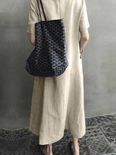 Load image into Gallery viewer, Plain cotton and linen dress with V-neck