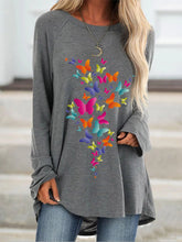 Load image into Gallery viewer, Camiseta feminina de mangas compridas com estampa borboleta