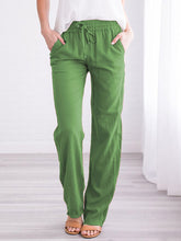 Load image into Gallery viewer, Pantalón casual de algodón y lino de gran tamaño para mujer