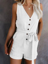Load image into Gallery viewer, Cotton and linen dungarees with bow