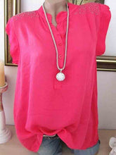 Load image into Gallery viewer, Camisa de gola alta de algodão e linho com diamantes