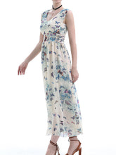 Load image into Gallery viewer, Sleeveless Butterfly Print Sleeveless Chiffon Dress