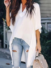 Load image into Gallery viewer, Camisa de manga larga irregular para mujer