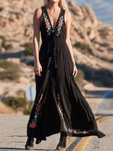 Load image into Gallery viewer, Vestido de encaje bohemio sin mangas con cuello en V para mujer