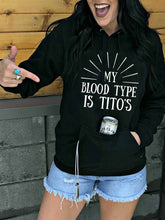 Load image into Gallery viewer, MEU TIPO DE SANGUE É TITO'S Letter Pocket Moletom Feminino