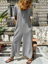 Load image into Gallery viewer, Short sleeve jumpsuit with square neck