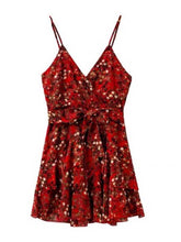 Load image into Gallery viewer, Vestido de lazo estampado con cuello de pico