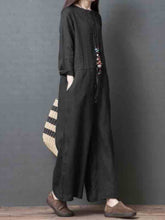 Load image into Gallery viewer, Long plain linen jumpsuit