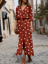 Load image into Gallery viewer, Vestido longo de bolinhas feminino