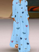 Load image into Gallery viewer, Vestido de manga larga con estampado de mariposas para mujer