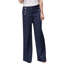 Load image into Gallery viewer, Cotton pants with wide buttons in plain cotton