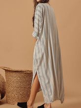 Load image into Gallery viewer, Vestido holgado de rayas en algodón y lino para mujer
