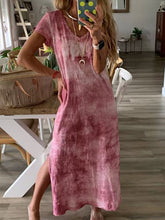 Load image into Gallery viewer, Vestido largo estampado com amplo decote em V