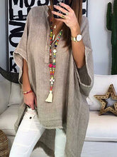Load image into Gallery viewer, Vestido feminino boêmio solto em algodão e linho