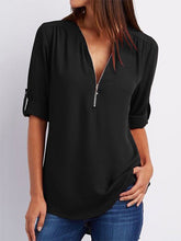 Load image into Gallery viewer, Women's Oversized V-Neck Chiffon Shirt
