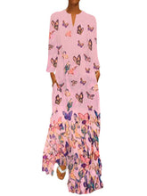 Load image into Gallery viewer, Vestido de manga larga con cuello de pico y estampado de mariposas