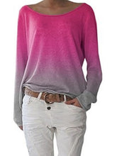 Load image into Gallery viewer, Camiseta degradada feminina de gola larga