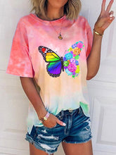 Load image into Gallery viewer, Camiseta Tie-Dye Rainbow Butterfly para mulher
