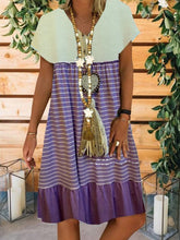 Load image into Gallery viewer, Vestido con cuello de pico de lino y algodón de talla grande para mujer