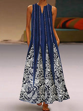 Load image into Gallery viewer, Vestido sin mangas con bolsillo de gasa estampado vintage para mujer