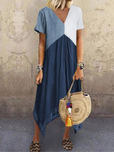 Load image into Gallery viewer, Vestido feminino com decote em V contrastante