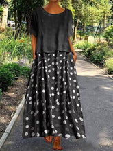 Load image into Gallery viewer, Conjunto de vestido feminino de manga curta com bolinhas