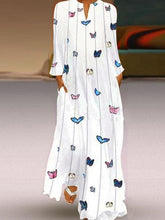 Load image into Gallery viewer, Vestido de manga larga con estampado de mariposas para mujer