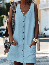 Load image into Gallery viewer, Sleeveless buttoned dress