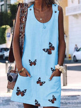 Load image into Gallery viewer, Sleeveless dress with butterfly print for women