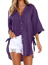 Load image into Gallery viewer, Camisa Irregular Feminina com Arco Simples de Breasted