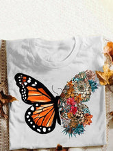 Load image into Gallery viewer, Camiseta de manga curta com estampa borboleta
